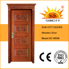 Portas de madeira interiores da qualidade superior MDF com madeira maciça (SC-W088)